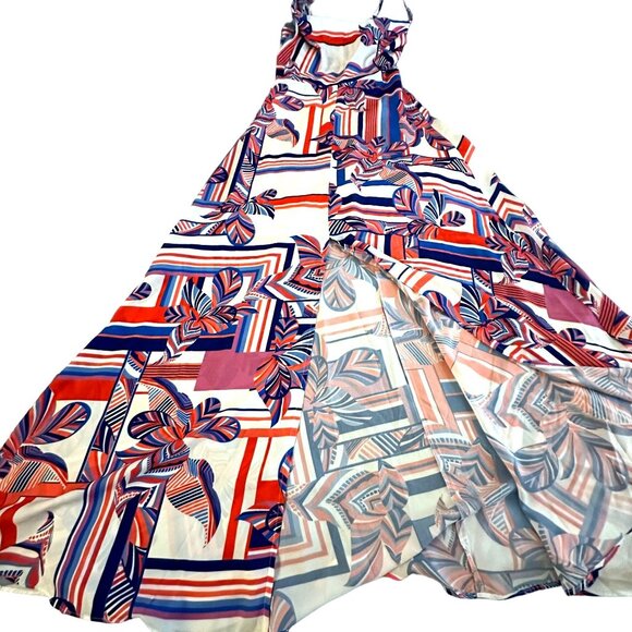 Foxiedox Womens Geometric Print Maxi Dress S Multicolor Spaghetti Straps Flowy - Picture 11 of 11
